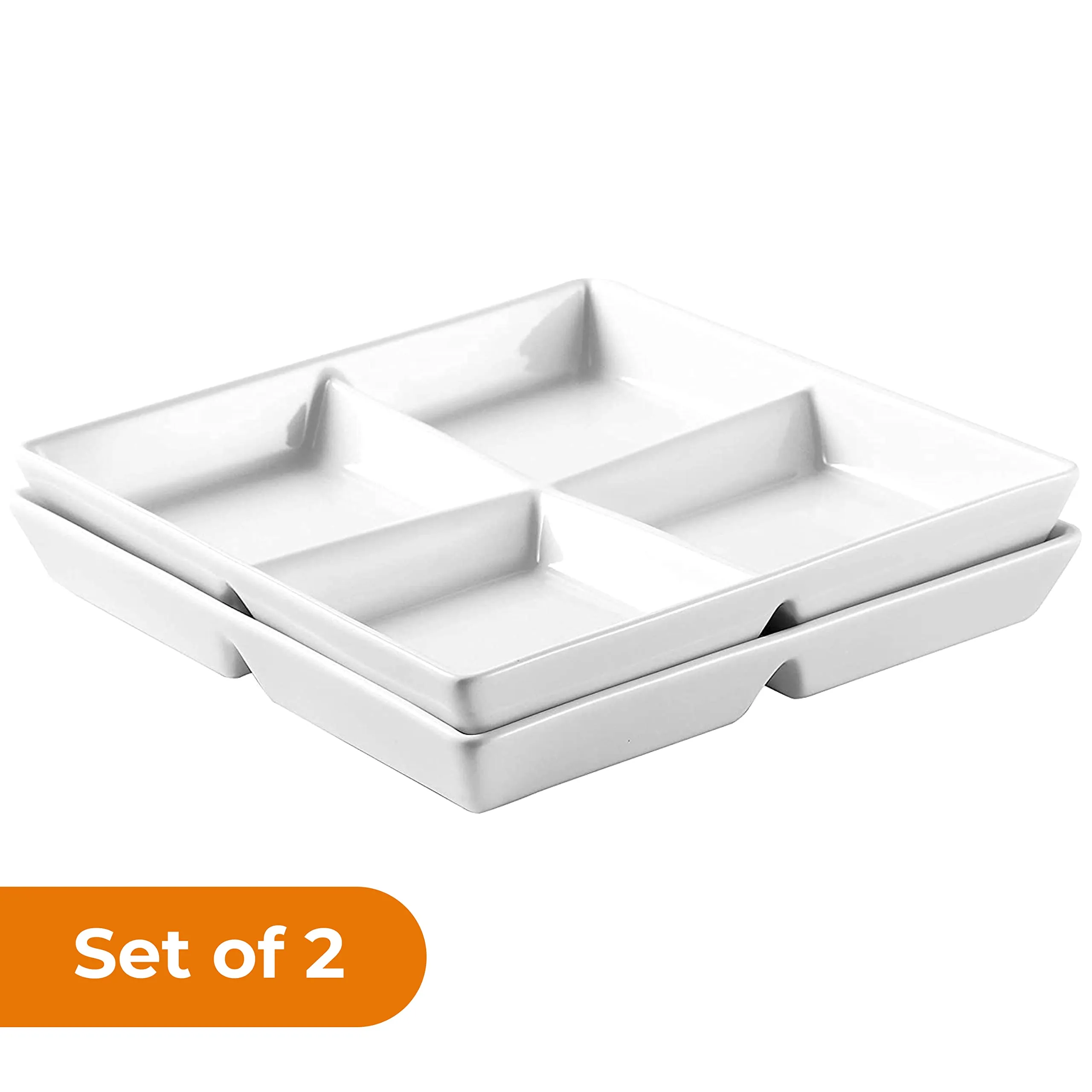 10 X 10-Inch Decorative Ceramic Appetizer 4 - Compartment Serving Platter Tray For Party