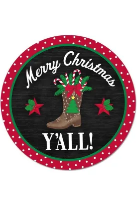 12" Metal Sign: Merry Christmas Yall