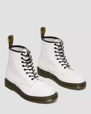 1460 White Leather Lace Up Boots