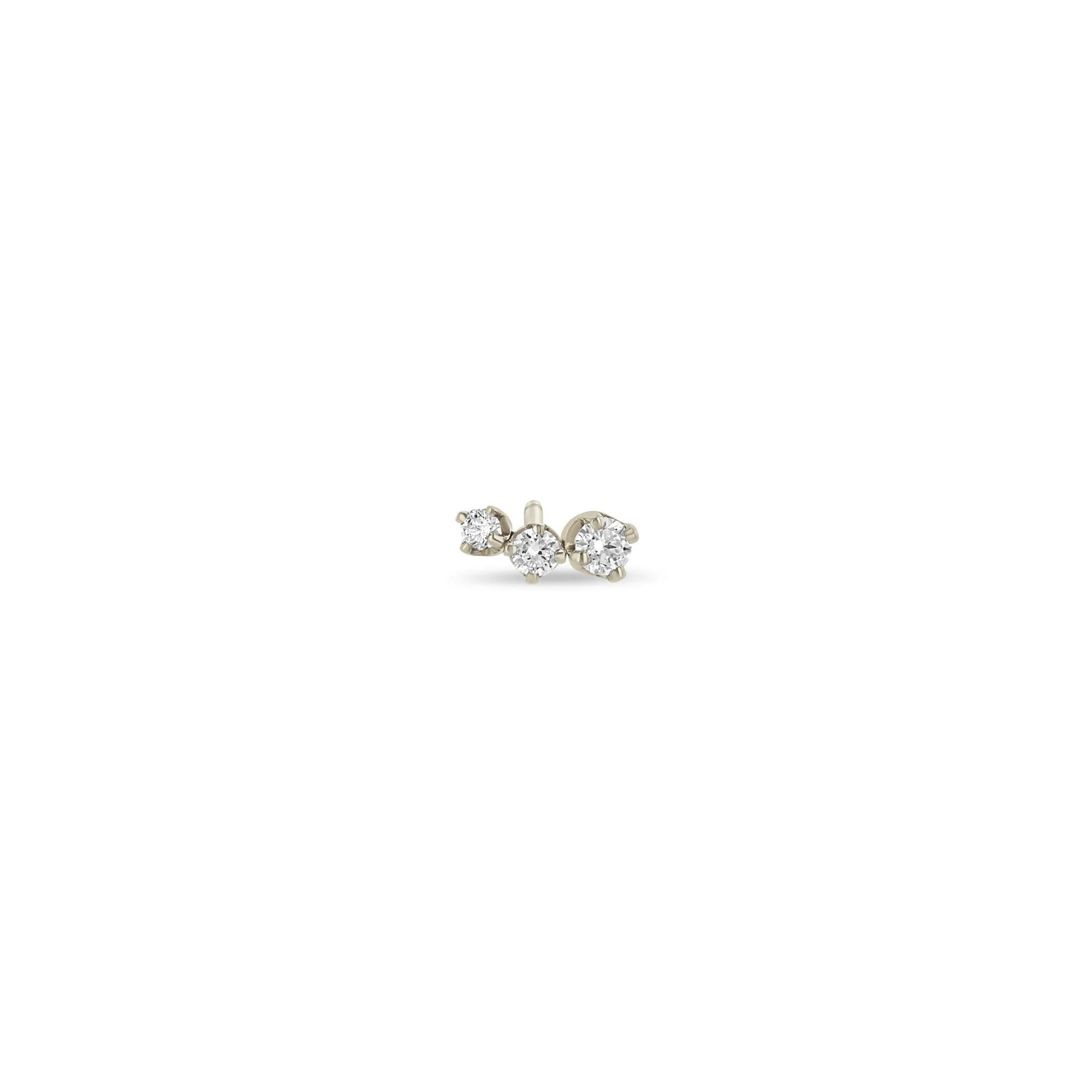 14k 3 Graduated Prong Diamond Curve Studs