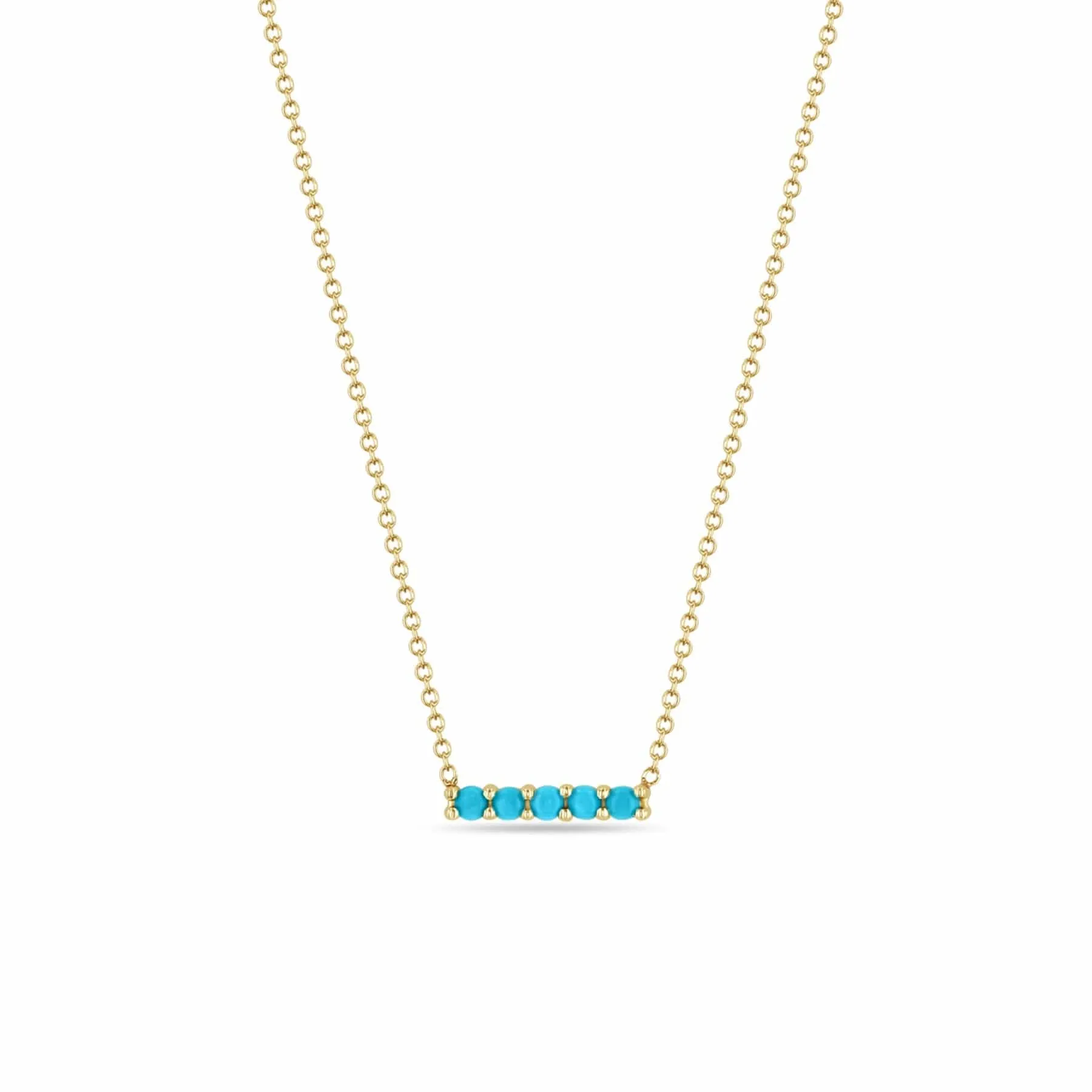 14k 5 Prong Turquoise Bar Pendant Necklace