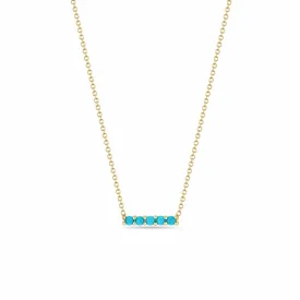 14k 5 Prong Turquoise Bar Pendant Necklace