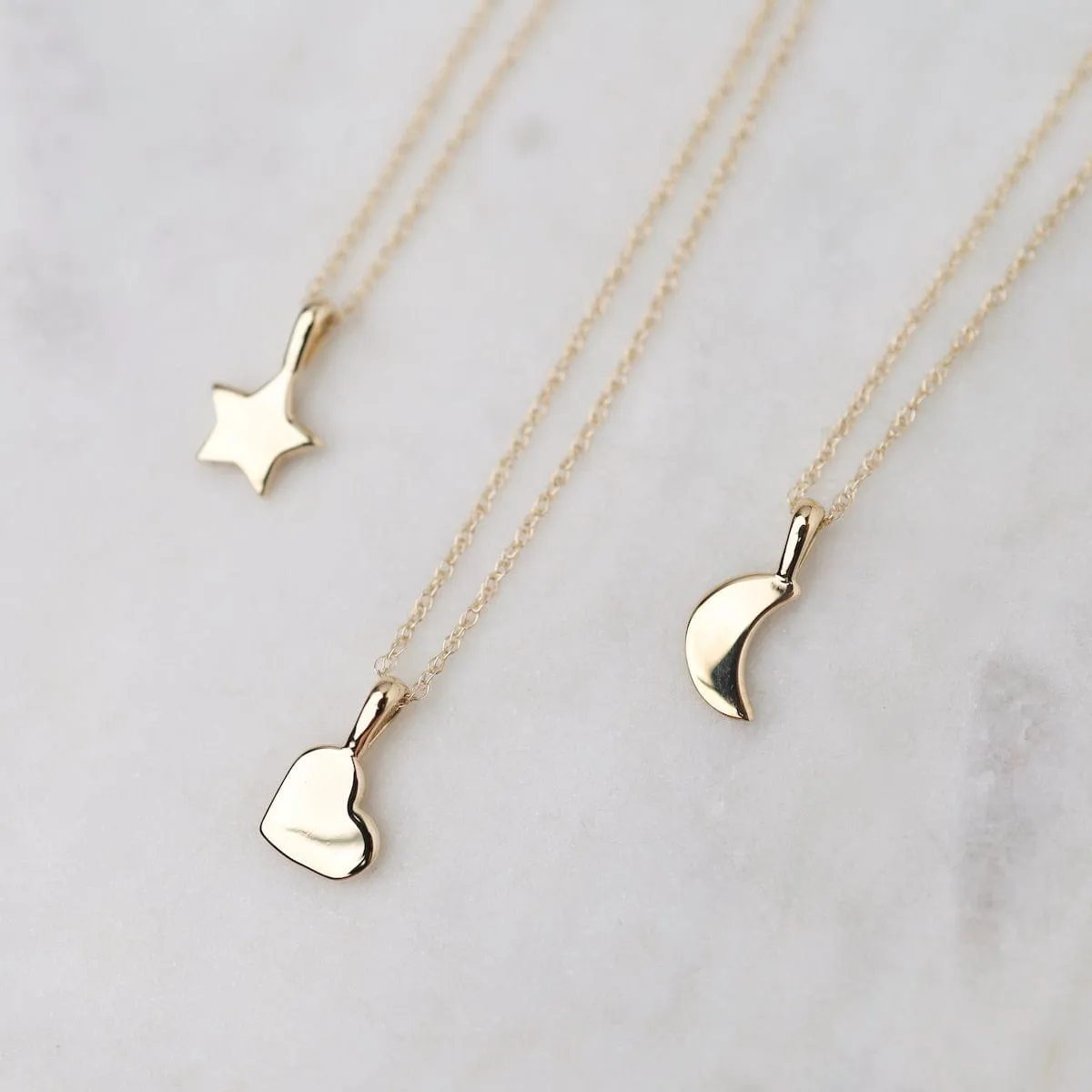 14k Gold  Moon Pendant Necklace