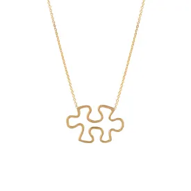 14k Gold Open Puzzle Piece Necklace