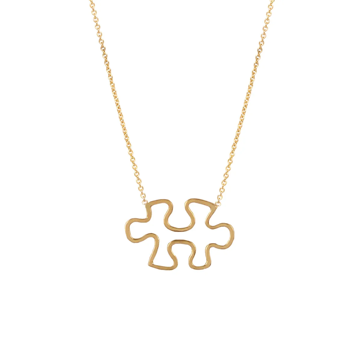 14k Gold Open Puzzle Piece Necklace