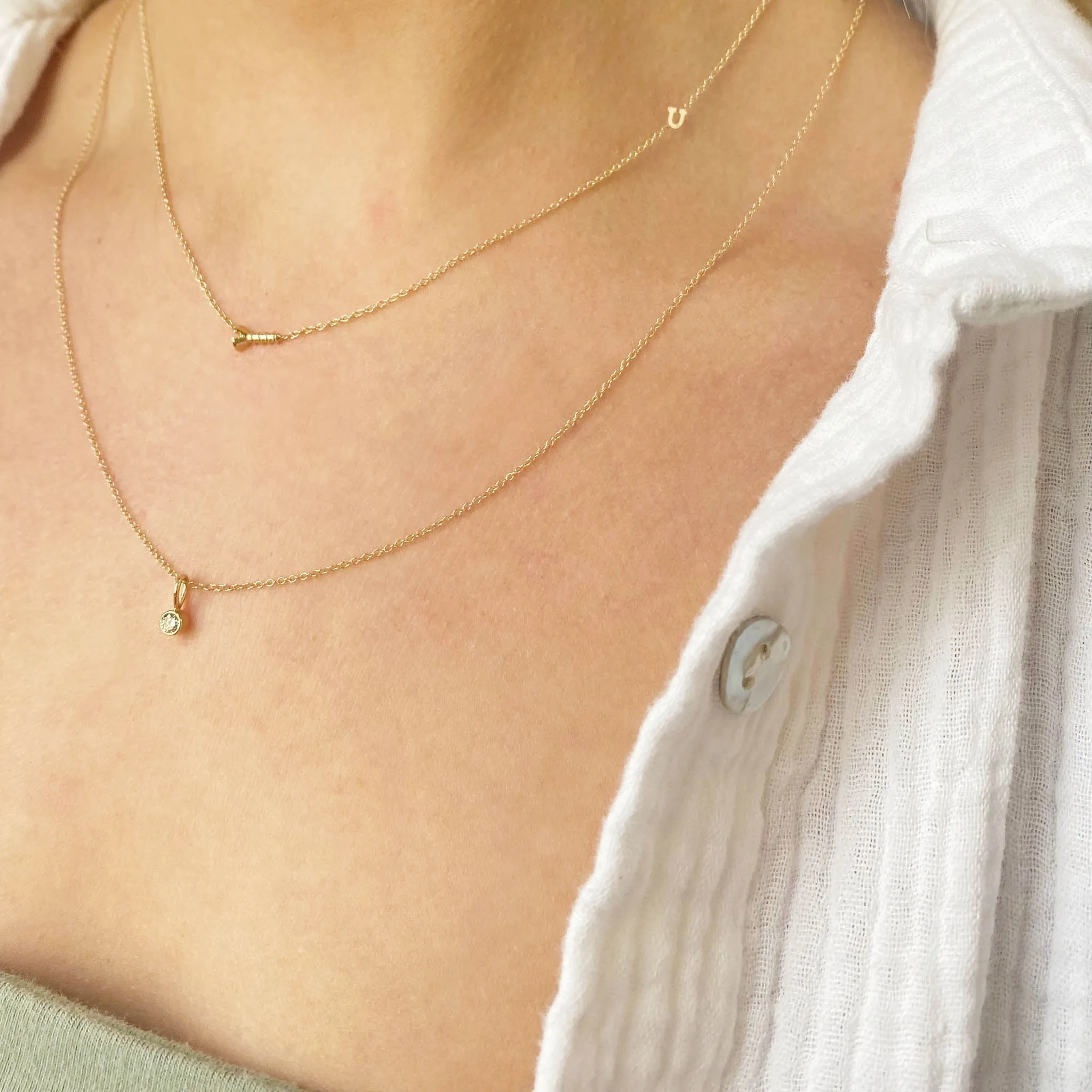 14k Gold Screw "U" Necklace