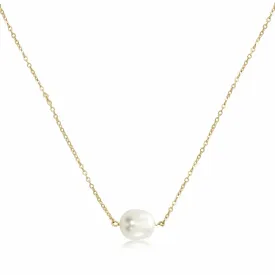 14K Gold Simple Inline Pearl Necklace