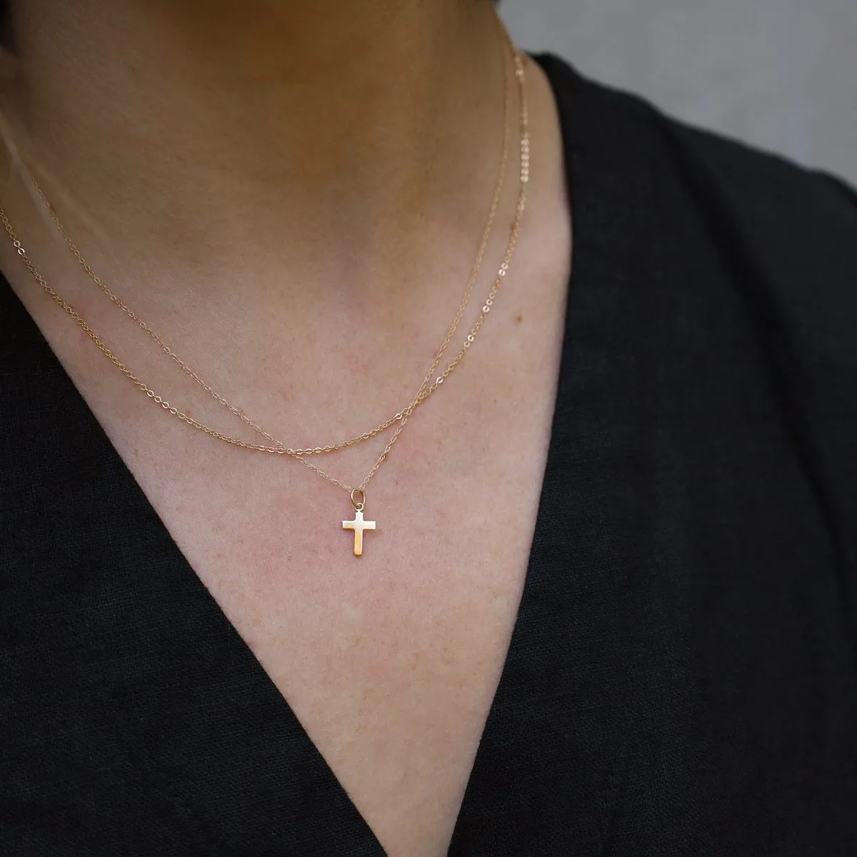 14k Small Cross Necklace