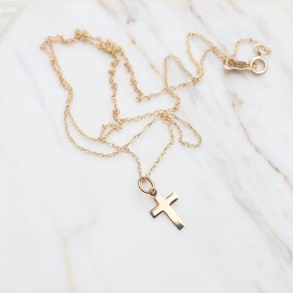 14k Small Cross Necklace