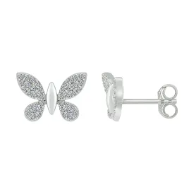 1/5 CTW Diamond Butterfly Stud Earrings in Sterling Silver