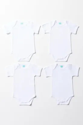 4 Pack Short Sleeve Bodyvests White