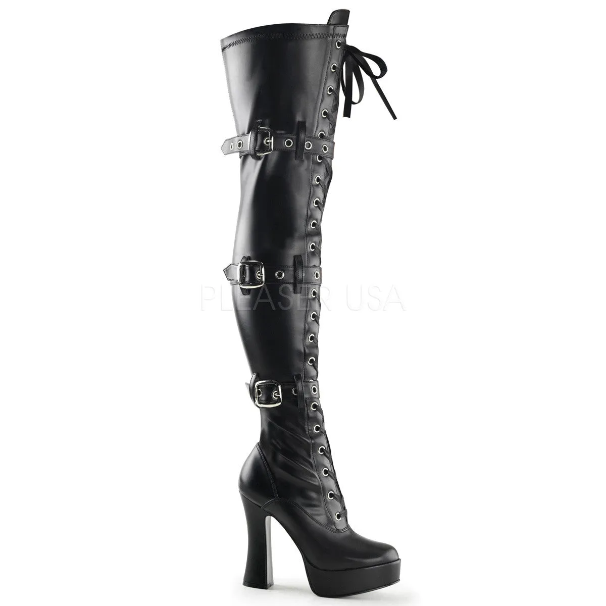 5 Inch Heel ELECTRA-3028 Black Stretch Pu