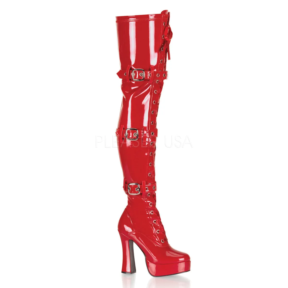 5 Inch Heel ELECTRA-3028 Red Stretch Pat