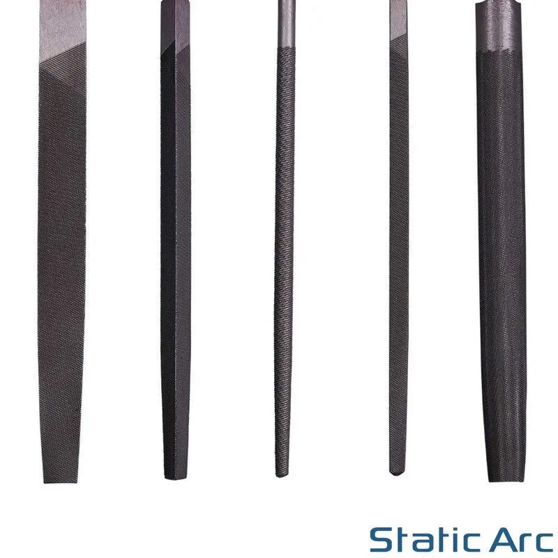 5pc ENGINEERS HAND FILE SET 8" LARGE METAL SANDING TOOL FLAT ROUND TRIANGLE RASP