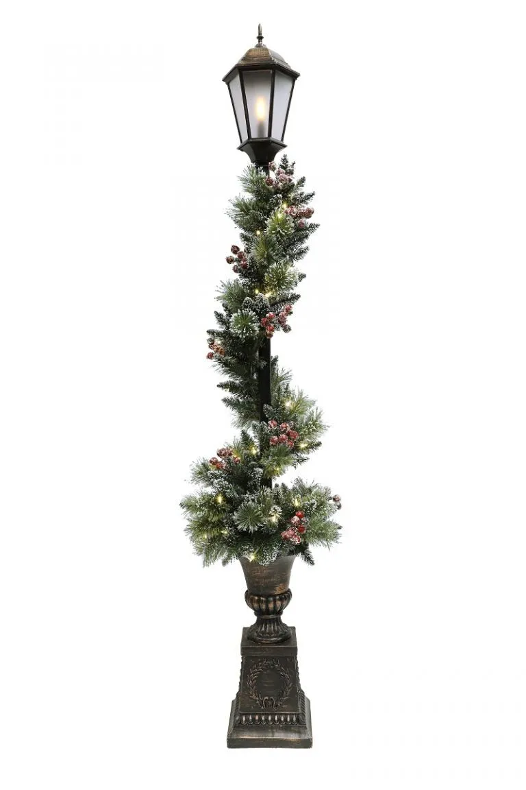 7ft Pre-Lit Decorated Lamp Post