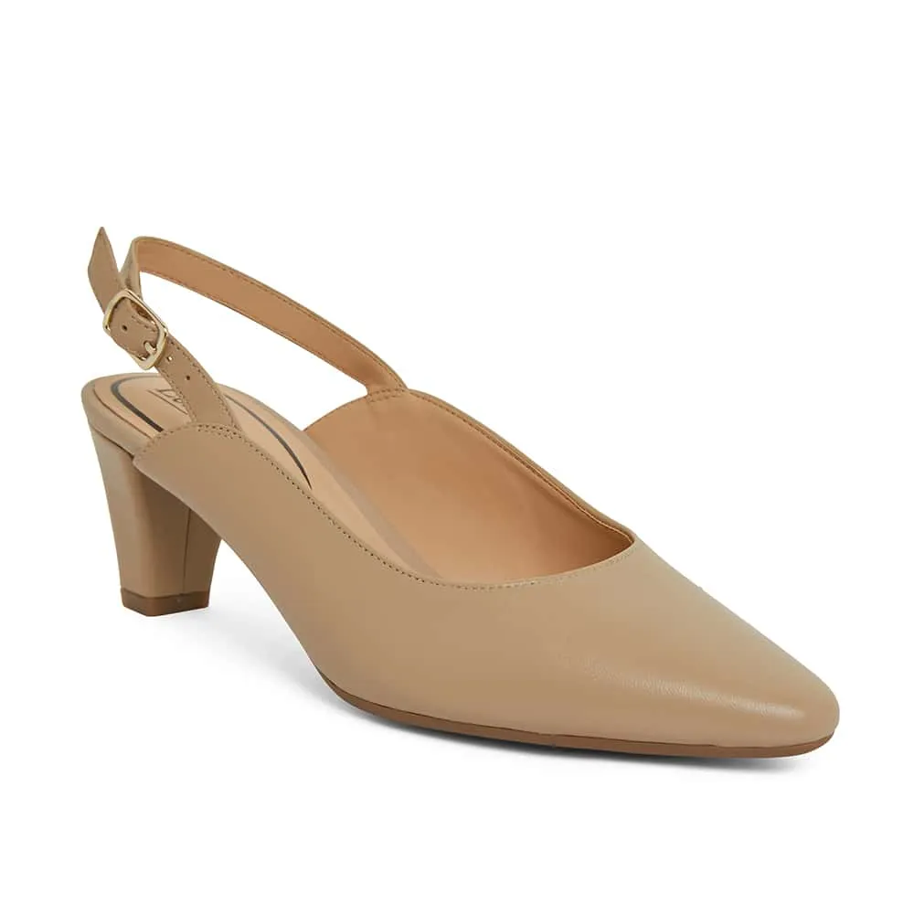 Agatha Heel in Nude Leather