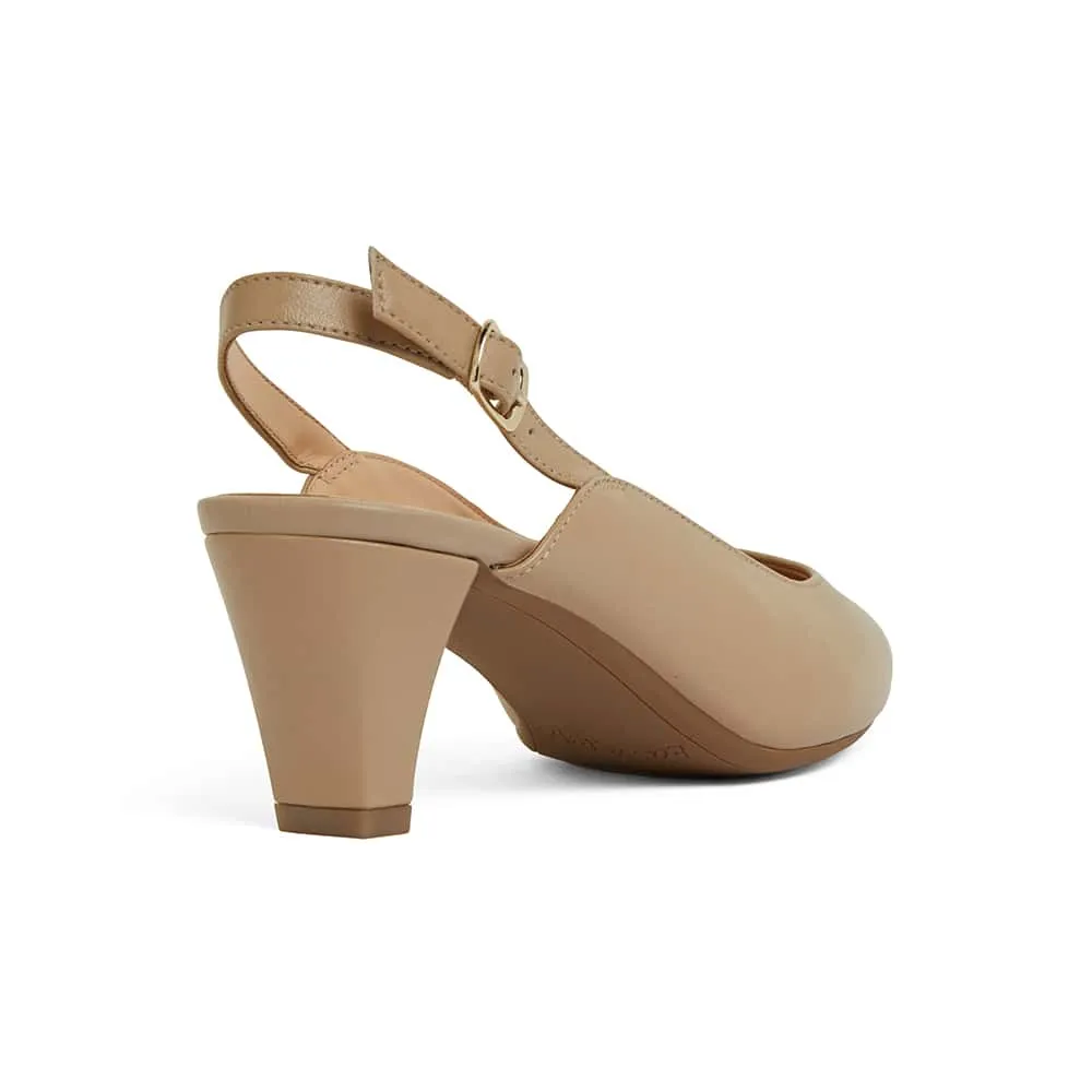 Agatha Heel in Nude Leather