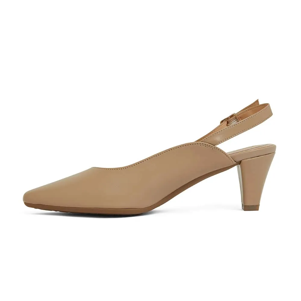 Agatha Heel in Nude Leather