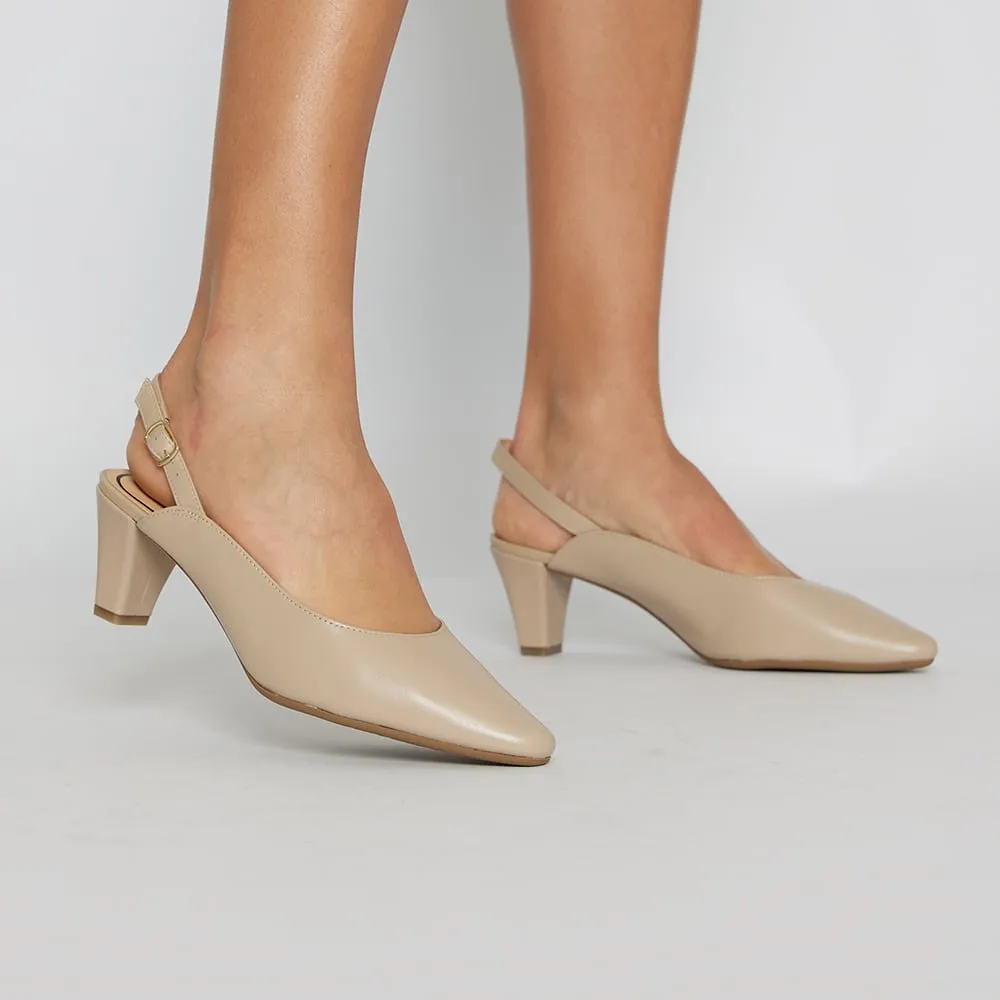 Agatha Heel in Nude Leather