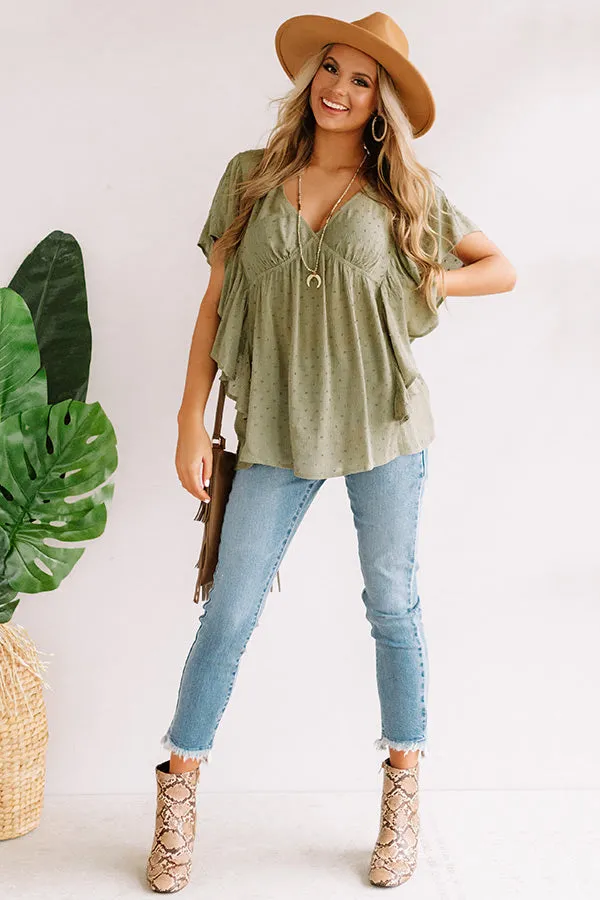 Ahead Of The Curve Babydoll Top In Olive