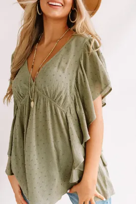 Ahead Of The Curve Babydoll Top In Olive