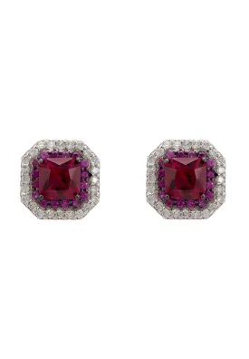 Anastasia Stud Earrings Silver Ruby