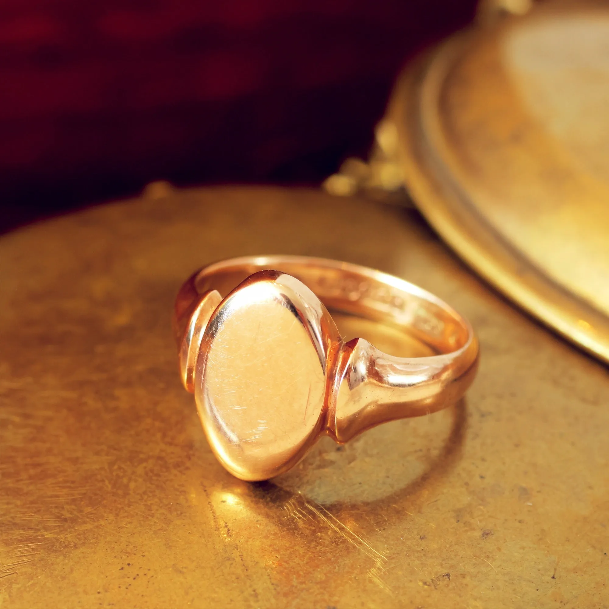 Antique Date 1902 Rose Gold Signet Ring