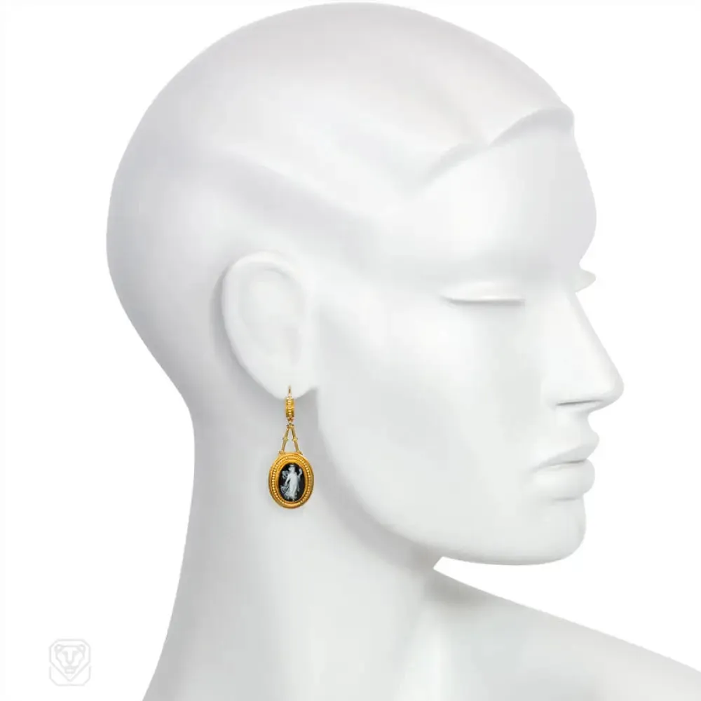 Antique sardonyx cameo earrings