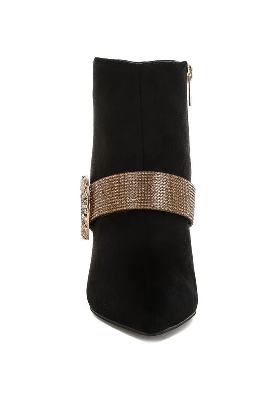 Asagao Diamante & Rhinestones Strap Boots