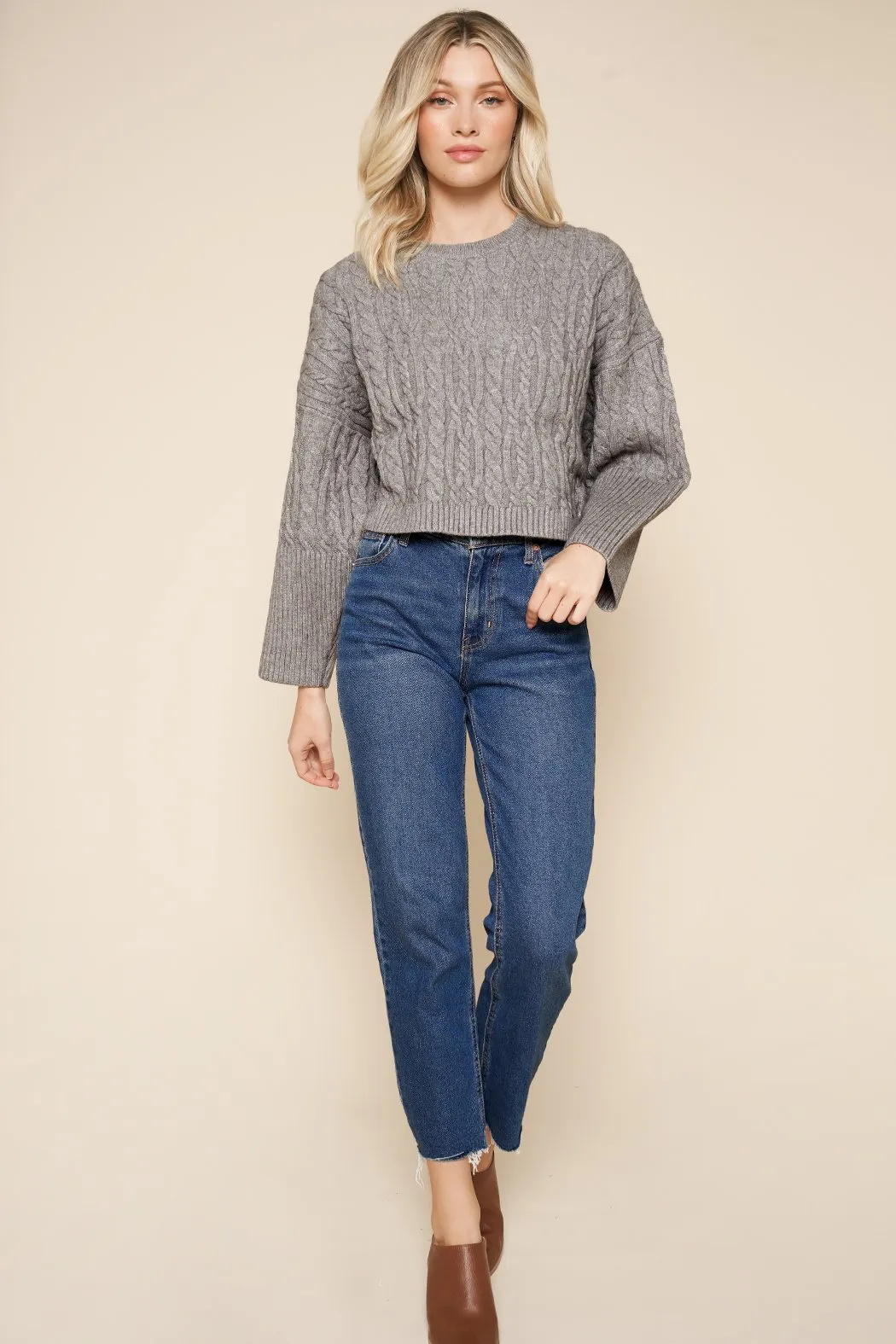 Aspen Cable Knit Cropped Sweater