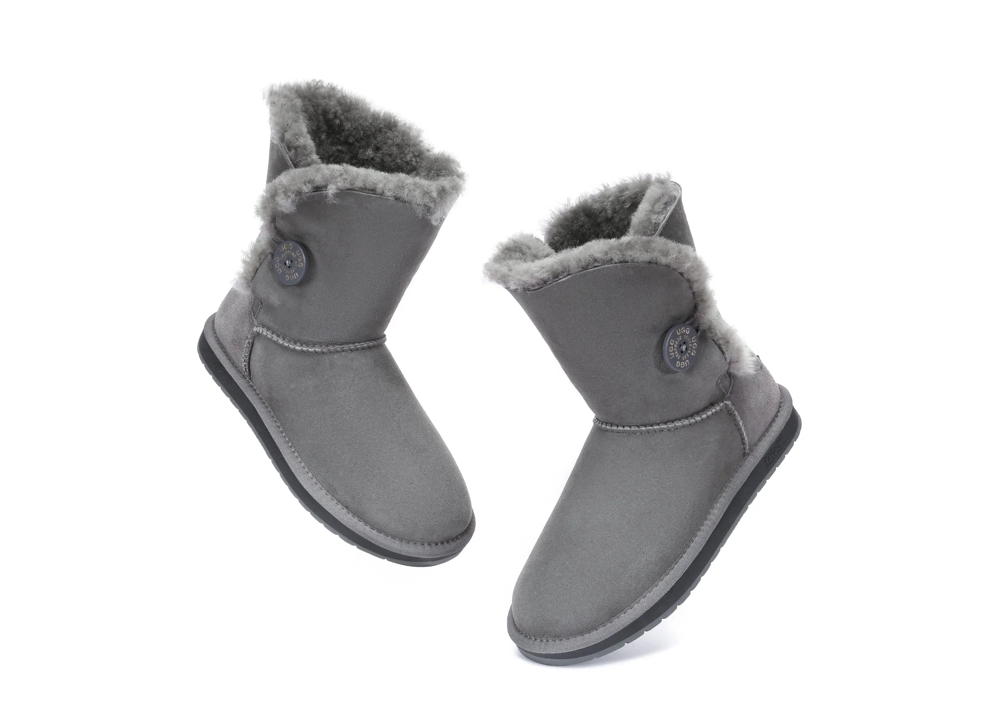 Australian Premium Double Face Sheepskin Short Button Water Resistant Boots