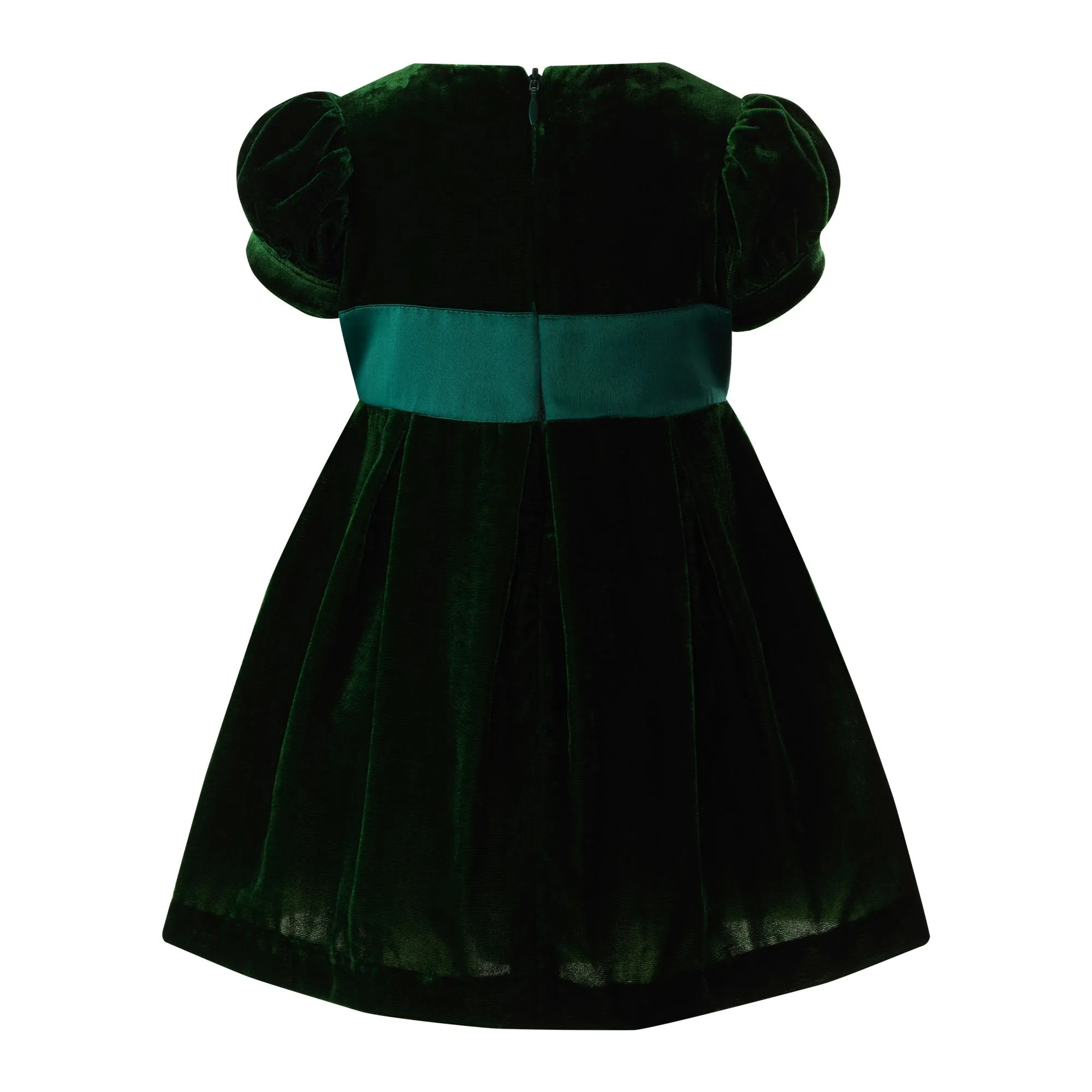 Baby Girl Crushed Velvet Bow Dress, Green