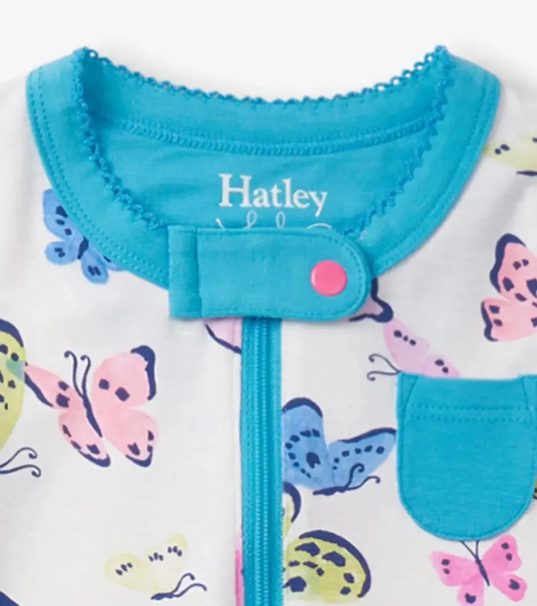 Baby Girls Big Butterflies Footed Sleeper | Hatley