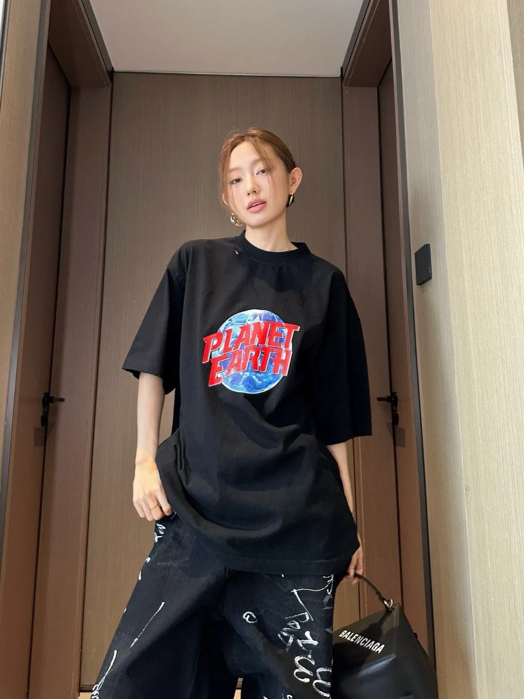 Balenciaga Planet Earth Black T-Shirt