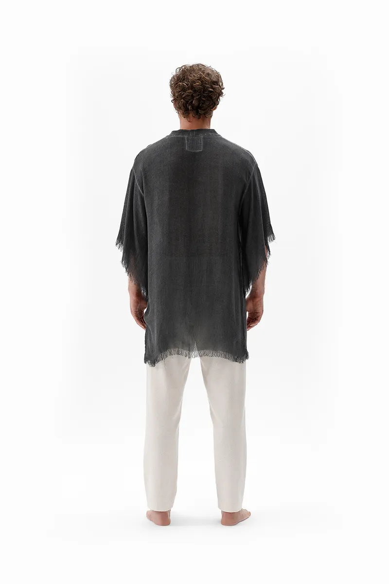 Bamboo Gray Men's Short Kimono