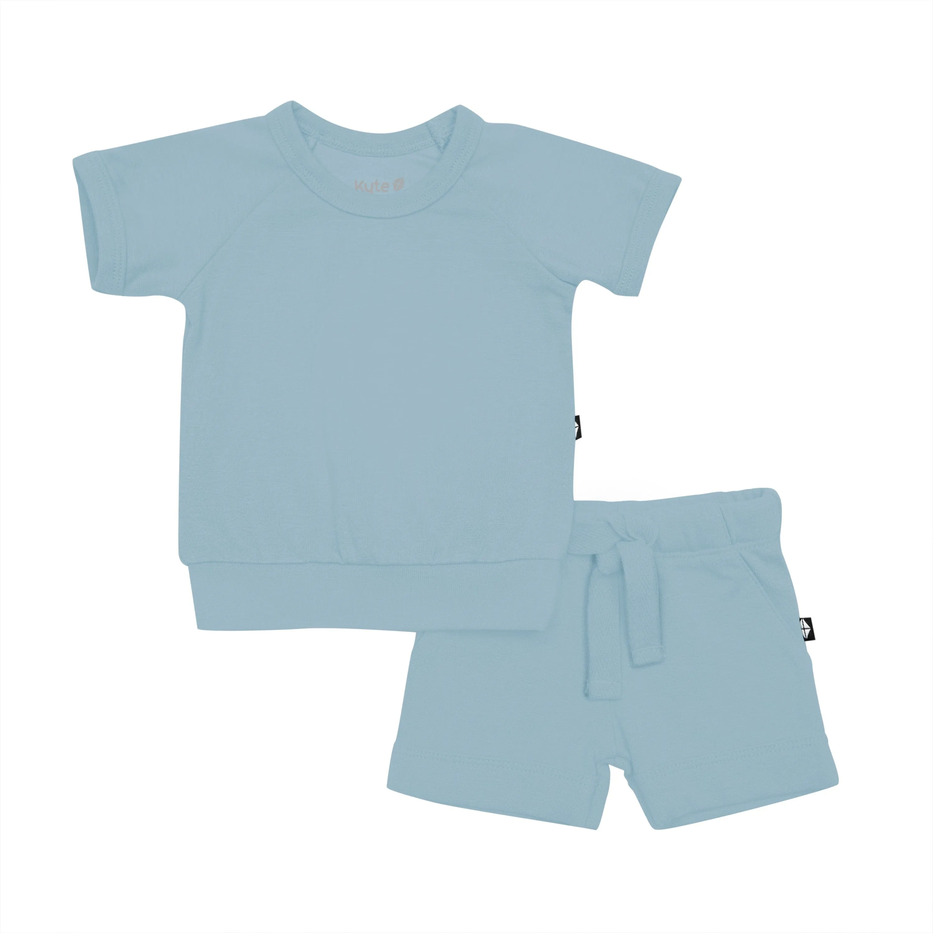 Bamboo Jersey Short Sleeve Jogger Set in Dusty Blue