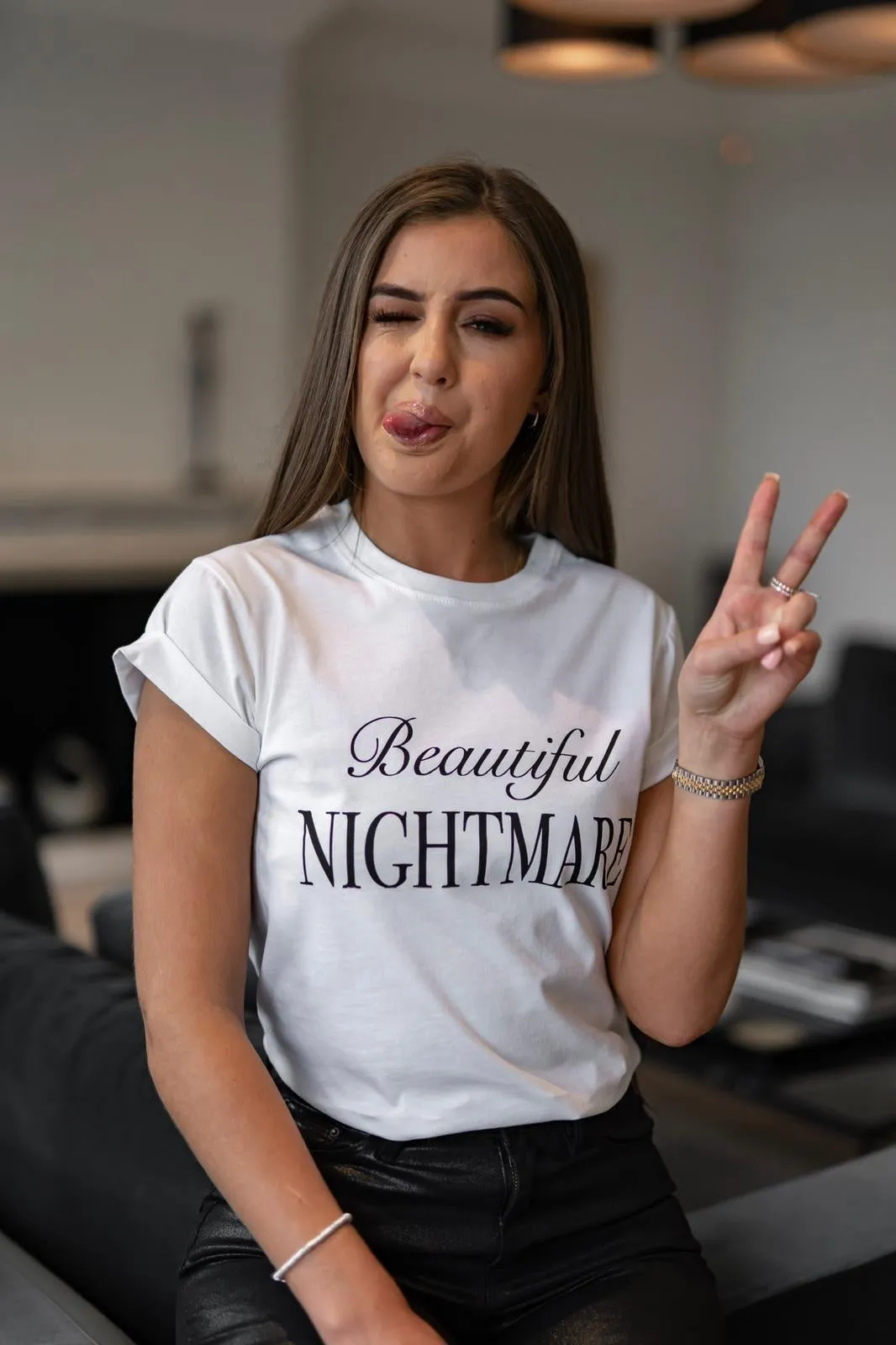 BEAUTIFUL NIGHTMARE - SLOGAN T SHIRT CT073