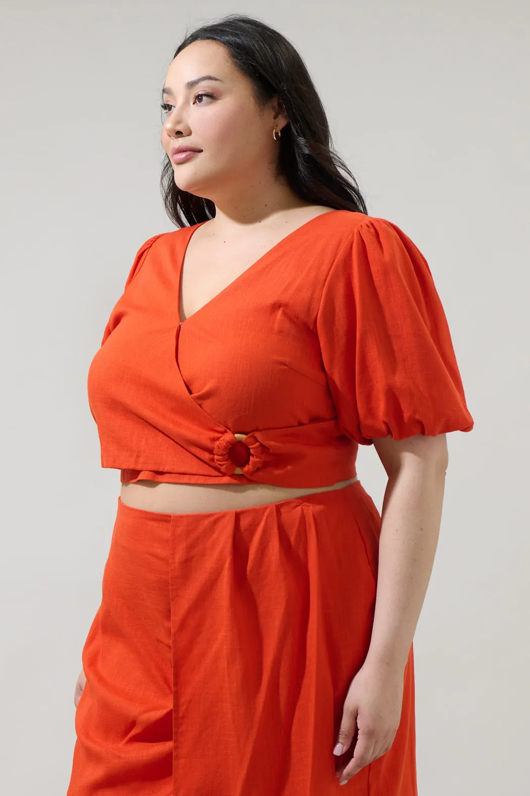 Bet On You Faux Wrap Crop Top Curve