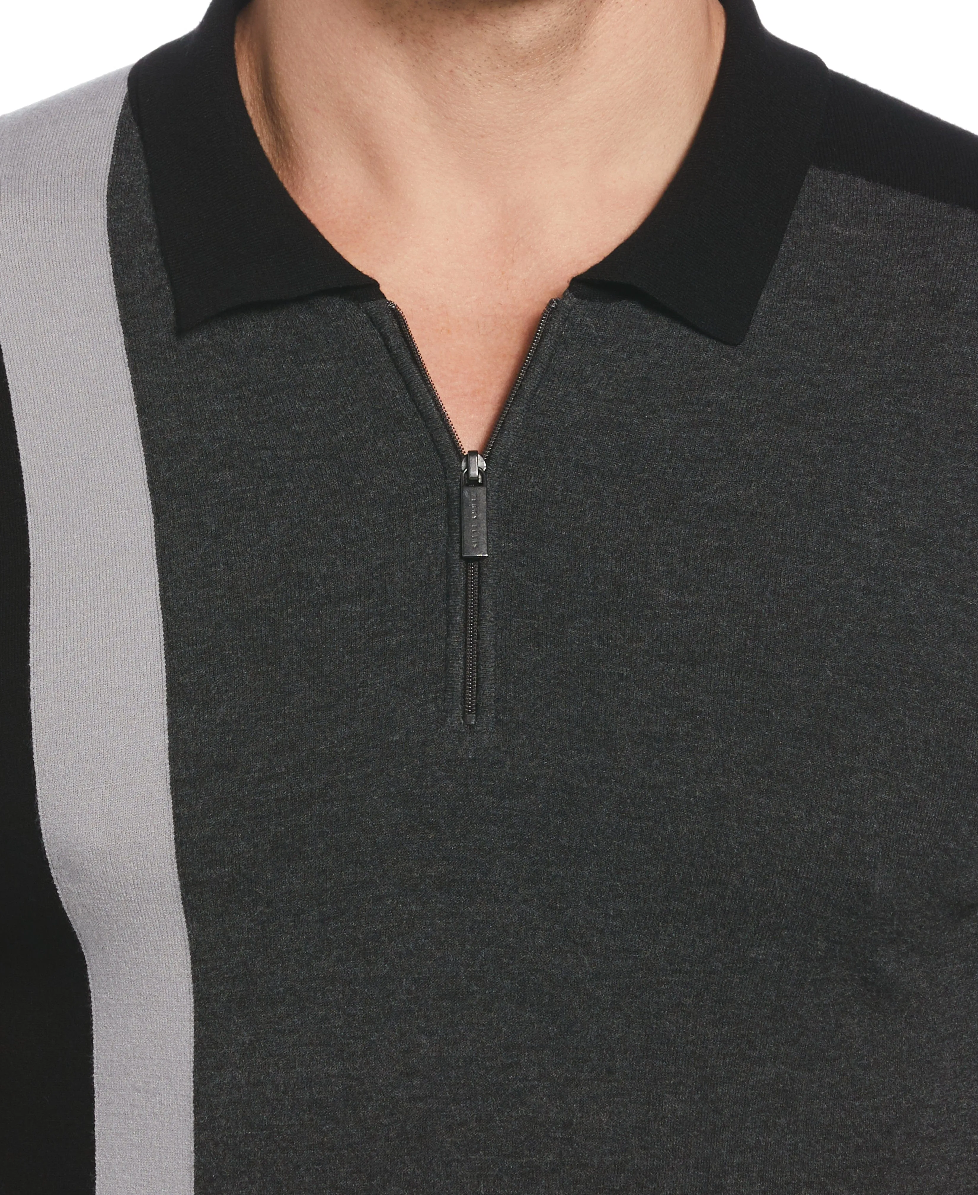 Big & Tall Tech Knit Color Block Zip Polo Black