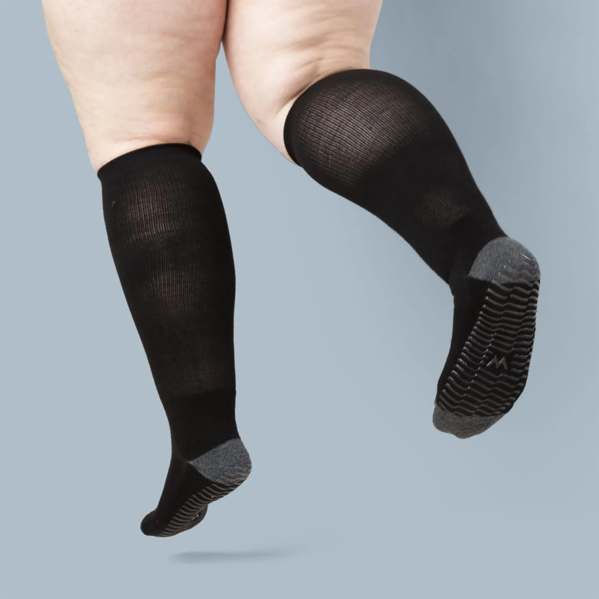 Black Charcoal - Grip Socks - Wide calf