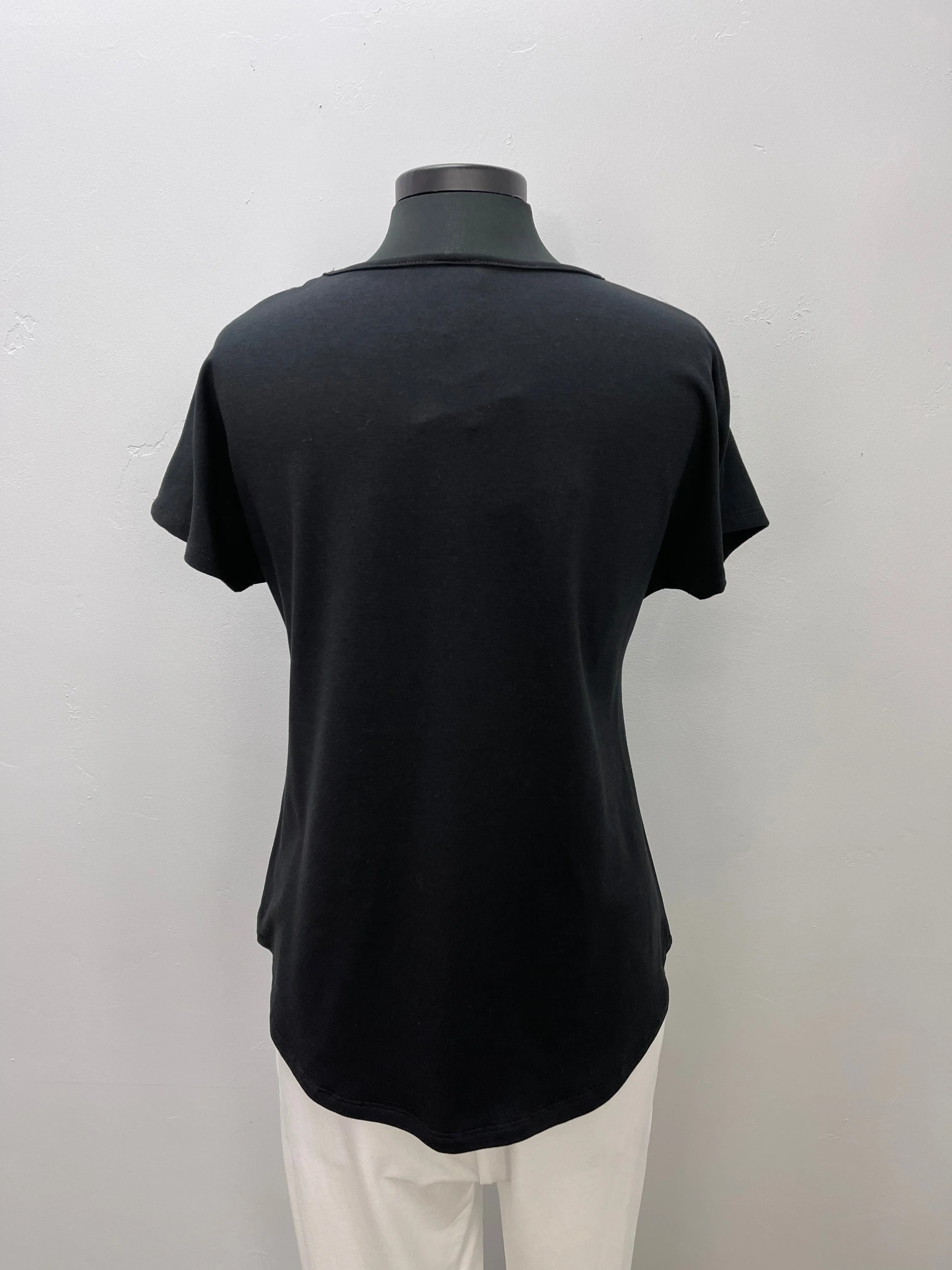 Black Short Sleeve Bamboo French Terry Basic Tee