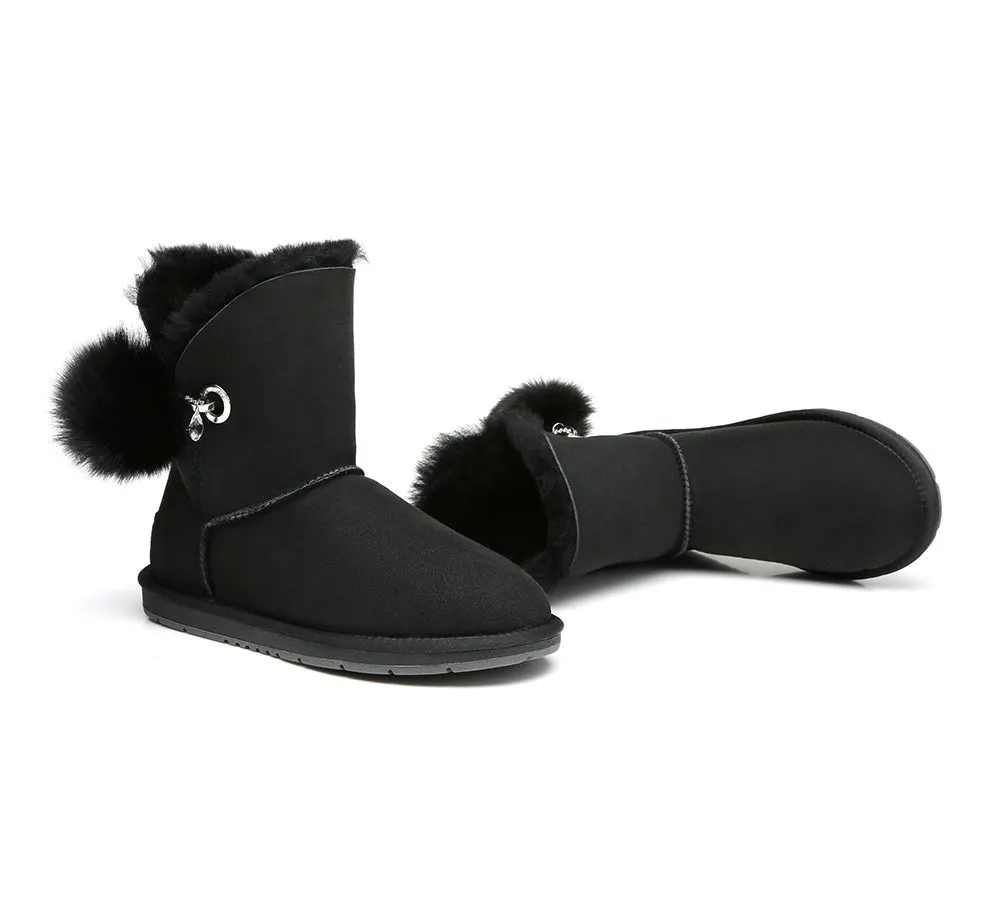 Blakely Ladies Short Pom Pom Boots