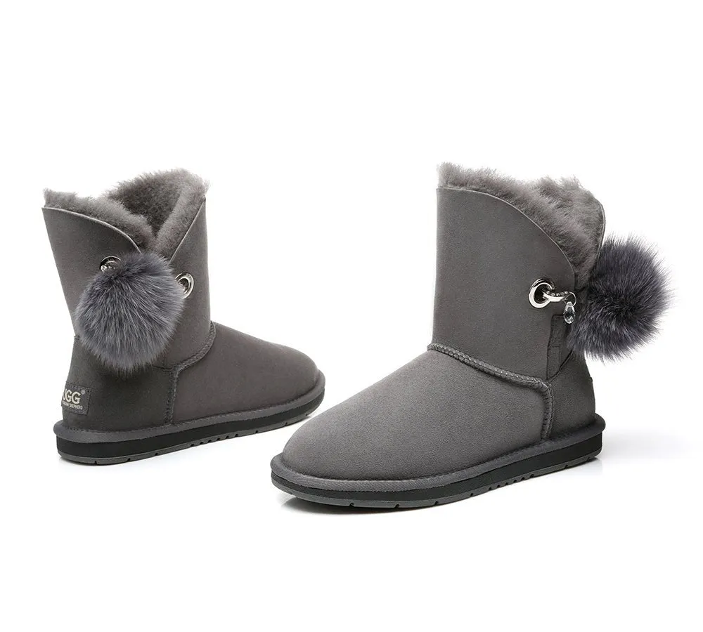 Blakely Ladies Short Pom Pom Boots