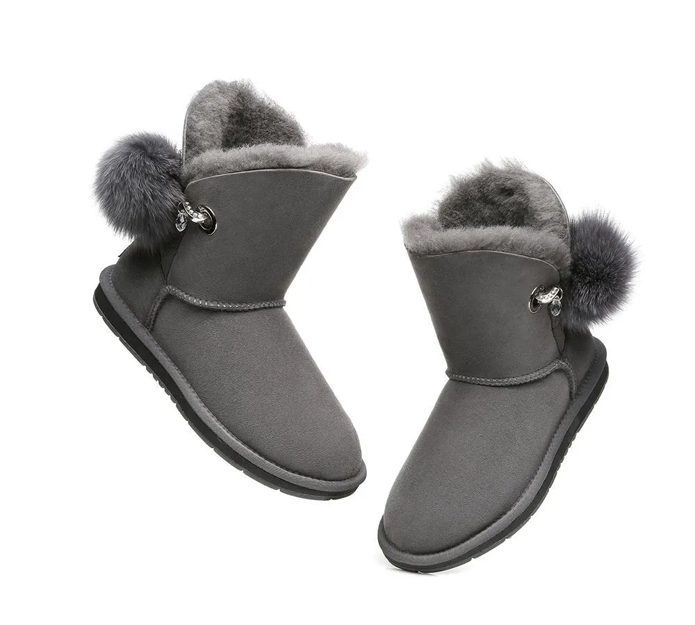 Blakely Ladies Short Pom Pom Boots