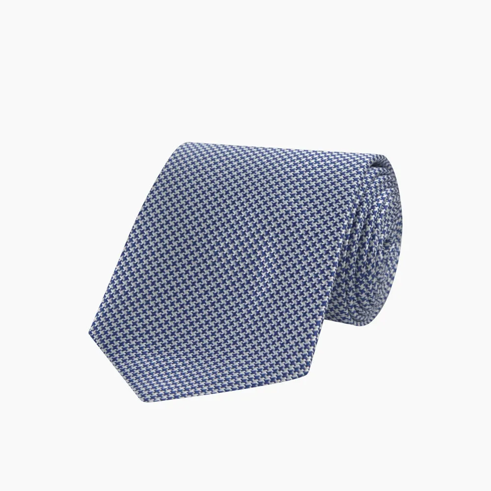 Blue Houndstooth Silk Tie