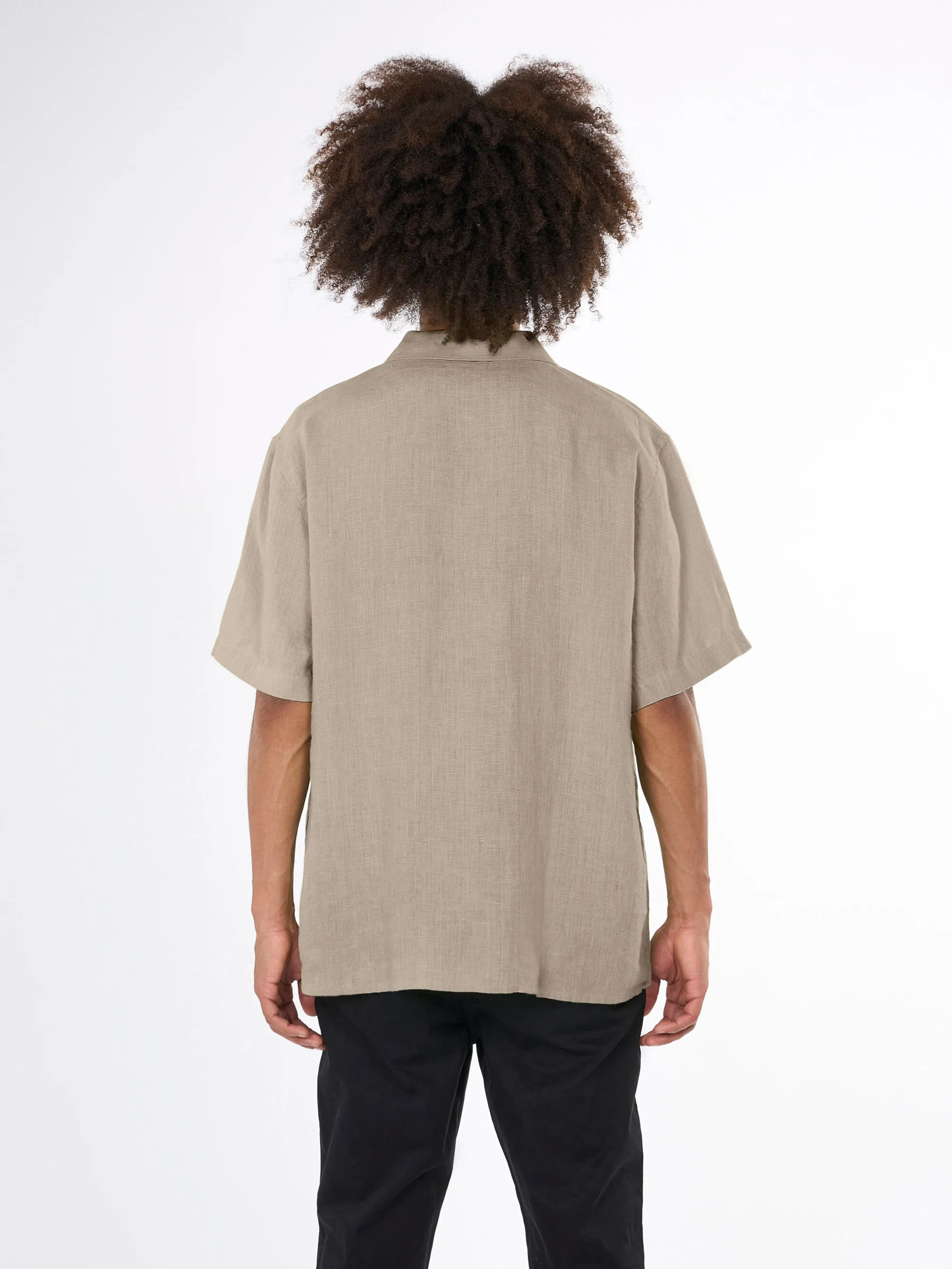 Box fit short sleeved linen shirt - Light feather gray