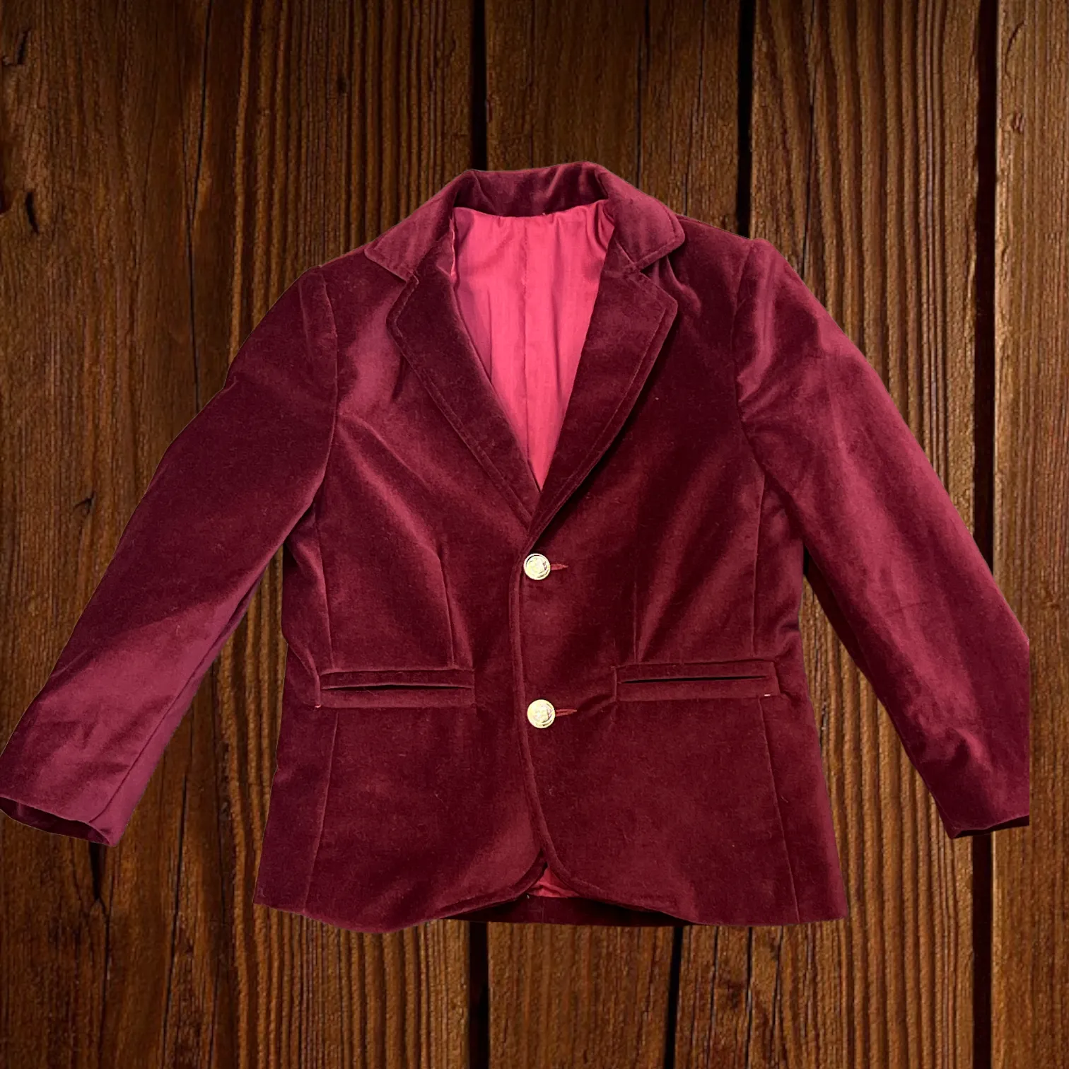 Boys Burgundy Velvet Blazar