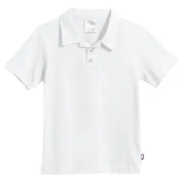 Boys Soft Cotton Jersey 2-Button Short Sleeve Polo Shirt | White