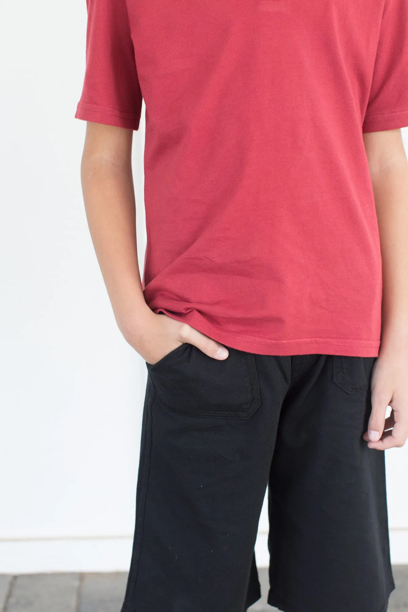 Boys Soft Cotton UPF 50  3 -Pocket Jersey Shorts | Charcoal