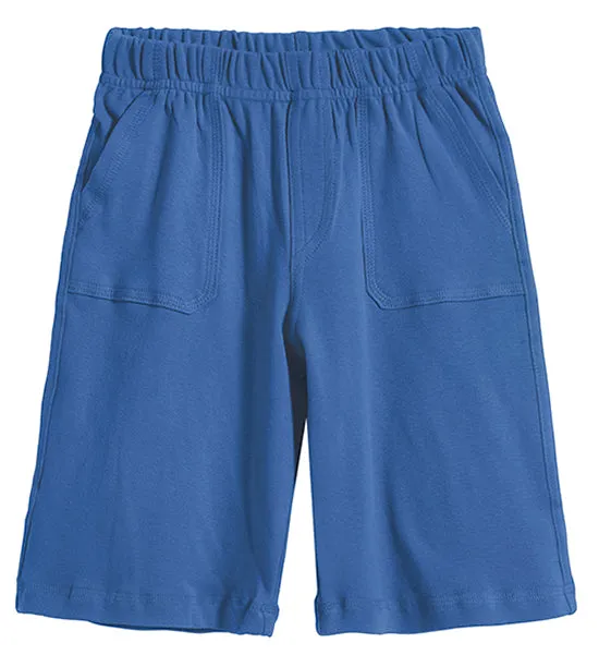 Boys Soft Cotton UPF 50  3 -Pocket Jersey Shorts | Smurf Blue